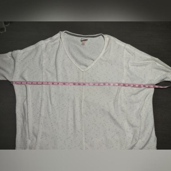 Knox Rose Sz XXL Oversized Pullover Cream V-neck Asymmetrical Raw Hem Sweater - Picture 11 of 13